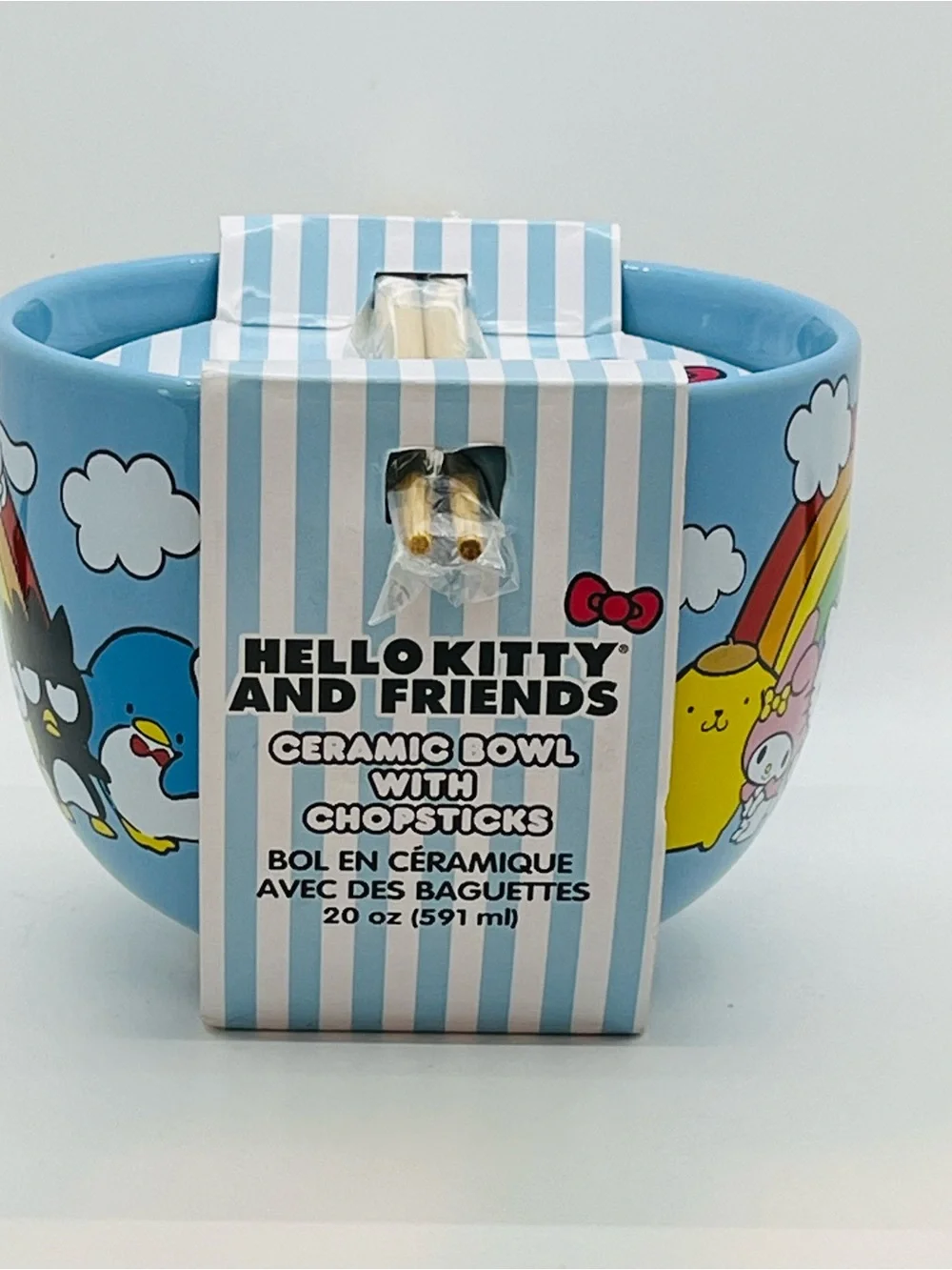 Sanrio Hello Kitty & Friends Ceramic Ramen Bowl With Matching Wooden Chopsticks